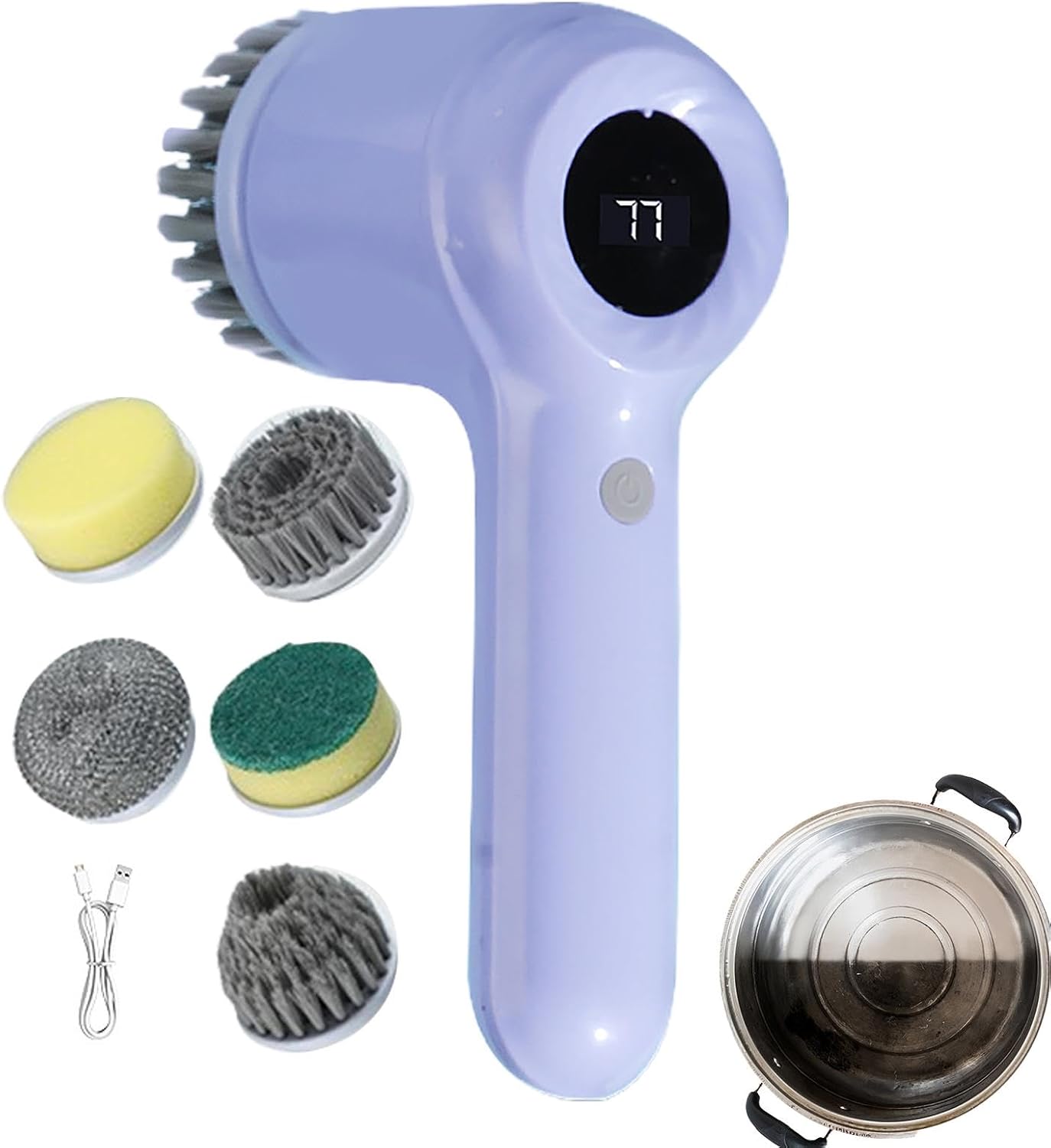 CEPILLO DE LIMPIEZA DE BAÑO 5 EN 1, FREGADOR ELÉCTRICO, PANTALLA LED, CEPILLO DE LIMPIEZA ELÉCTRICO MULTIFUNCIONAL