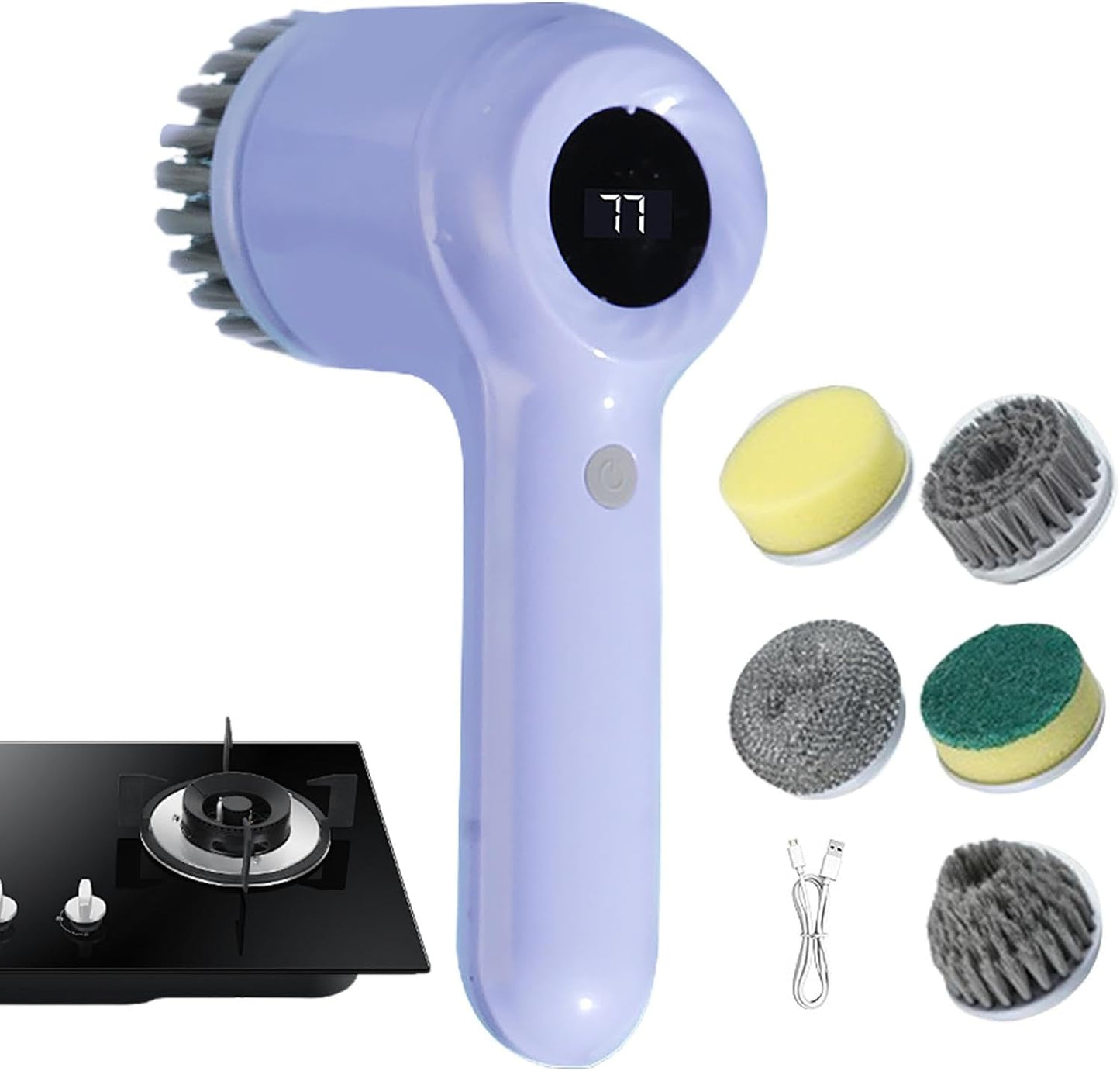 CEPILLO DE LIMPIEZA DE BAÑO 5 EN 1, FREGADOR ELÉCTRICO, PANTALLA LED, CEPILLO DE LIMPIEZA ELÉCTRICO MULTIFUNCIONAL