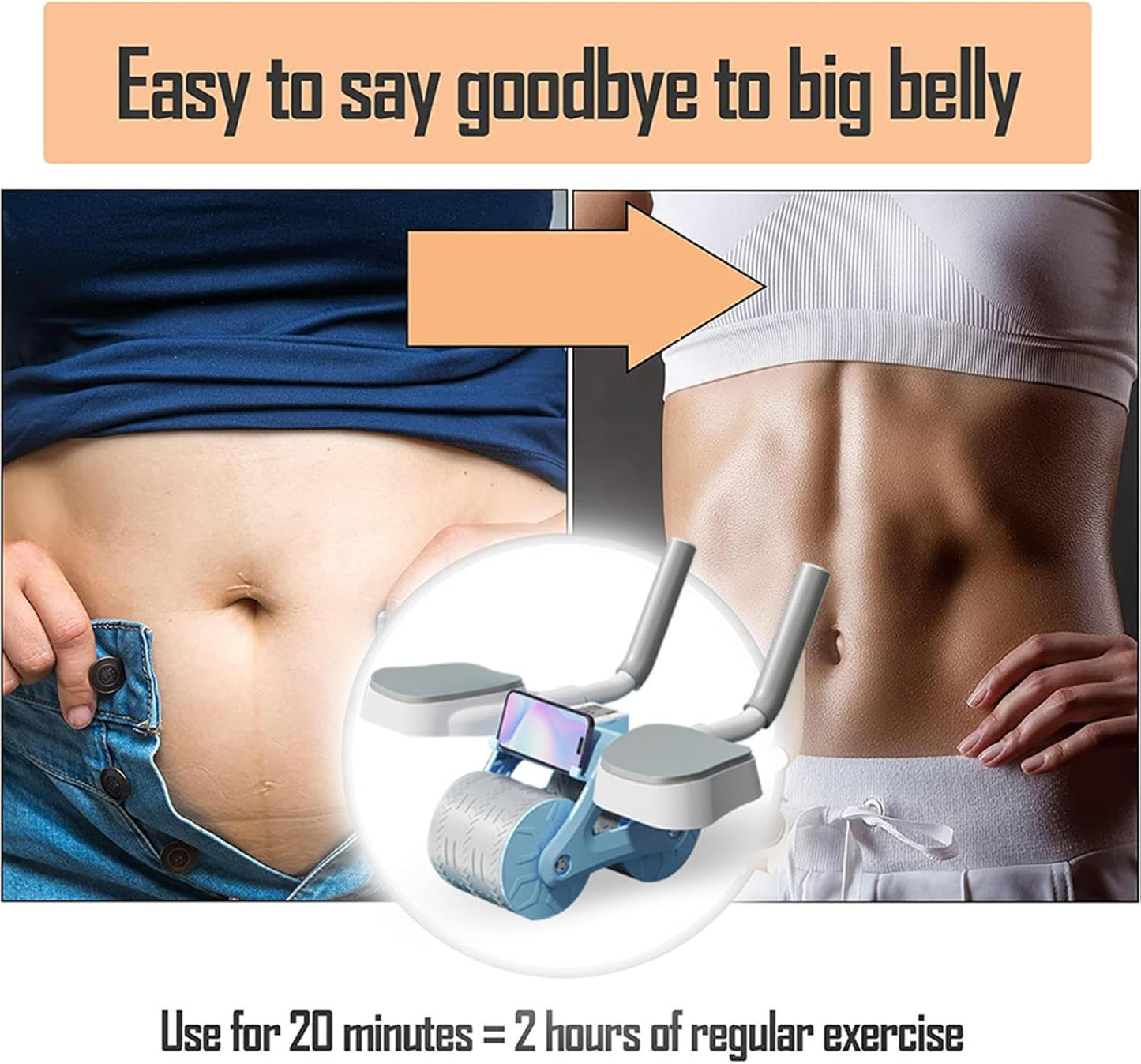 EQUIPO DE EJERCICIO DE RUEDA ABDOMINAL CON SOPORTE PARA CODO, RUEDA ABDOMINAL DE REBOTE AUTOMÁTICO, ENTRENAMIENTO