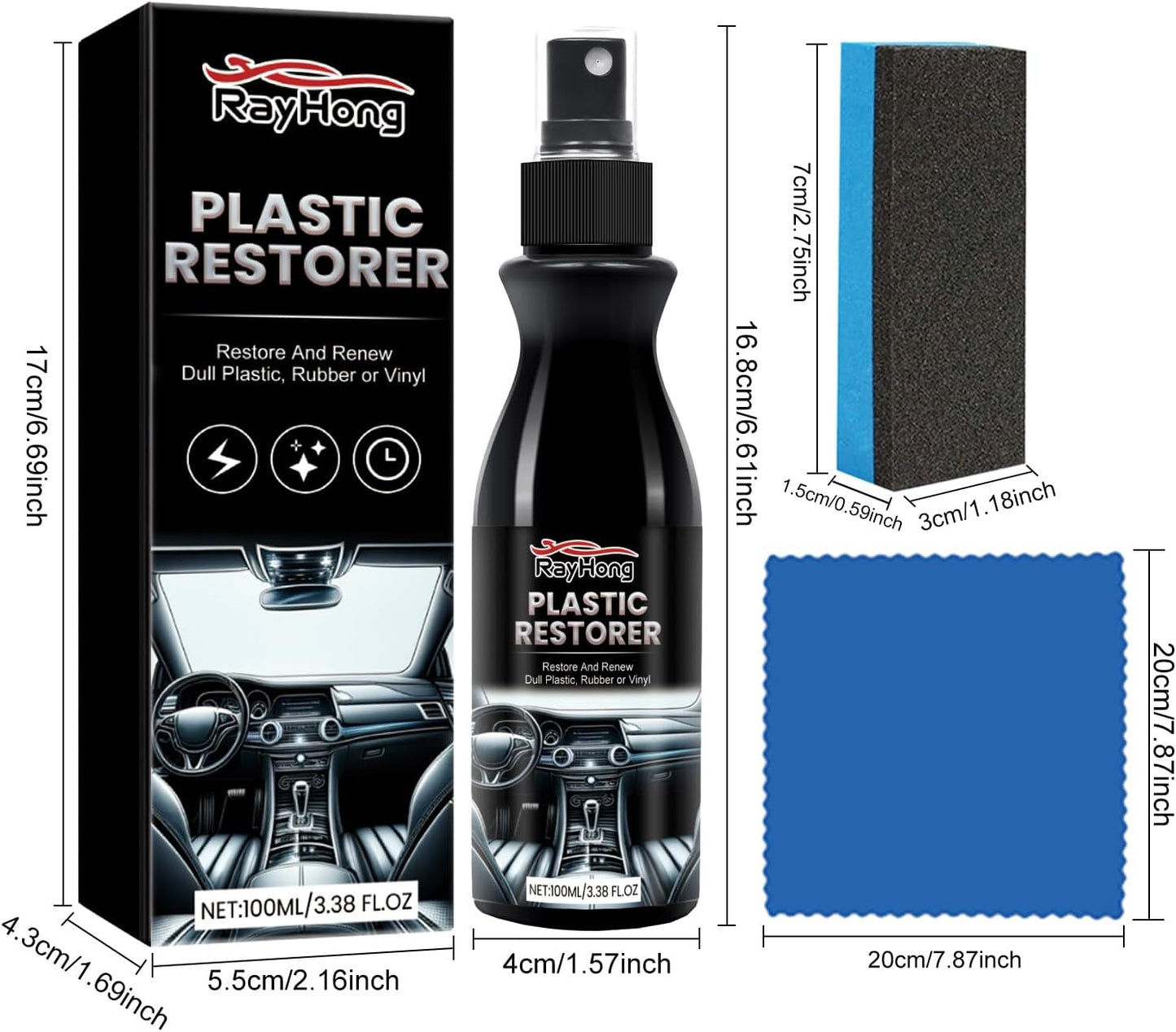 SPRAY DE RECUBRIMIENTO REVITALIZANTE DE PLASTICO IDEAL PARA VEHICULOS ¡DEVUELVE EL BRILLO AL INSTANTE! 100ML