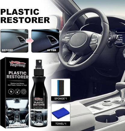 SPRAY DE RECUBRIMIENTO REVITALIZANTE DE PLASTICO IDEAL PARA VEHICULOS ¡DEVUELVE EL BRILLO AL INSTANTE! 100ML